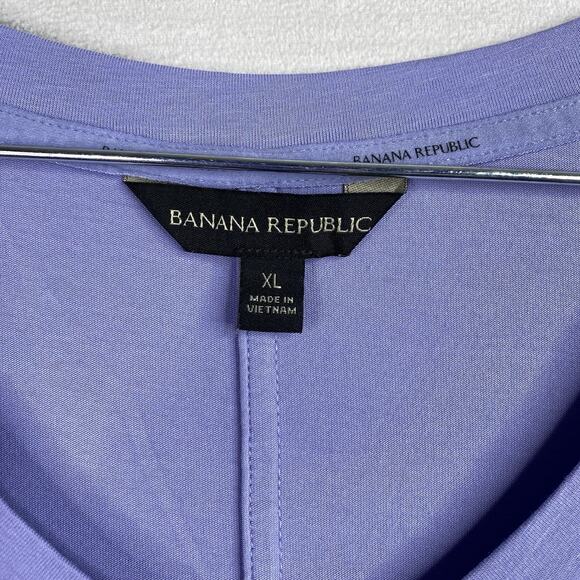 Banana Republic T-Shirt XL Womens Purple Cozy Slub V Neck Cuffed Short Sleeve - Picture 3 of 9